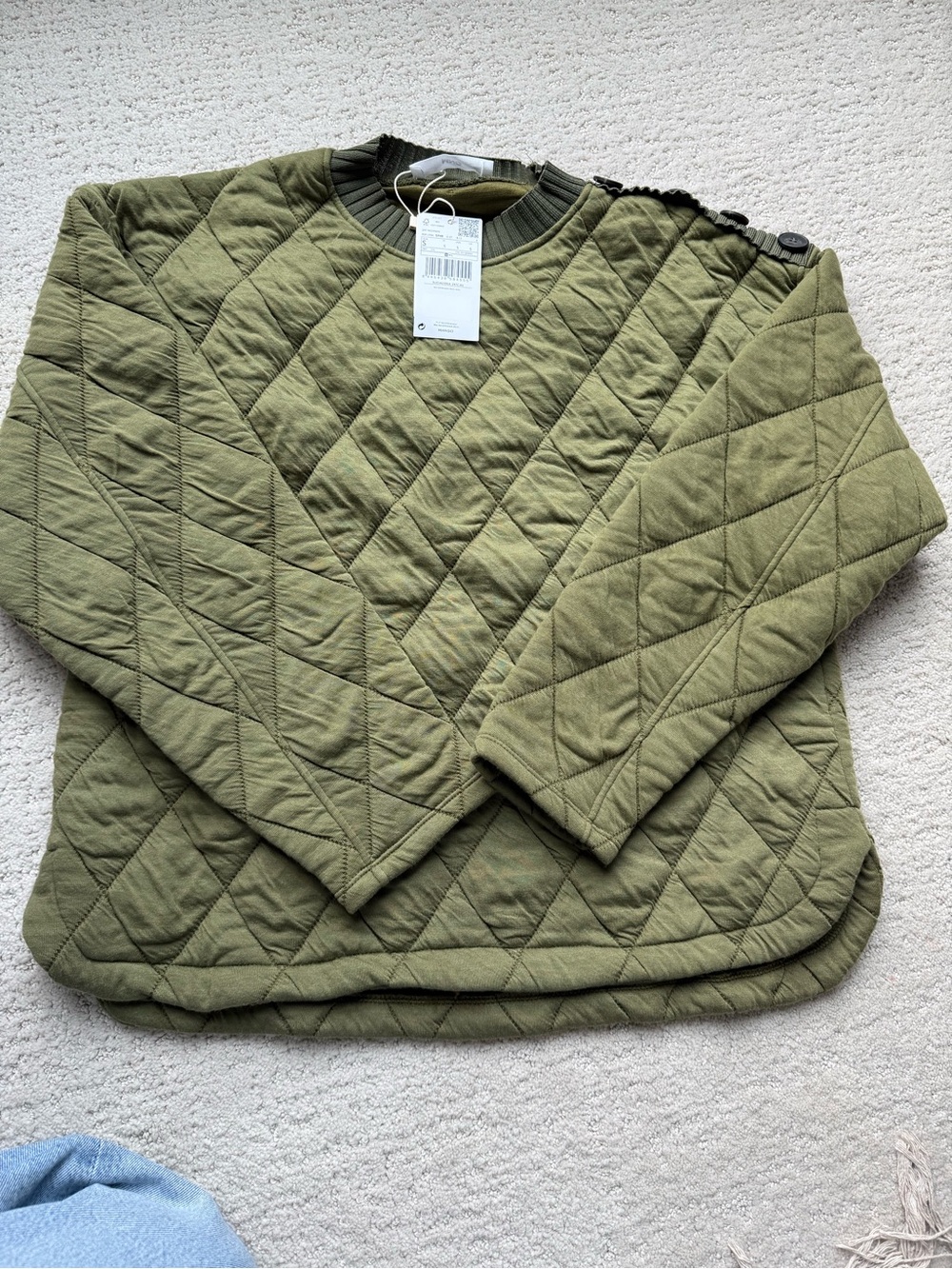 NWT Mango Olive Green Quilted Puffer Jacket
